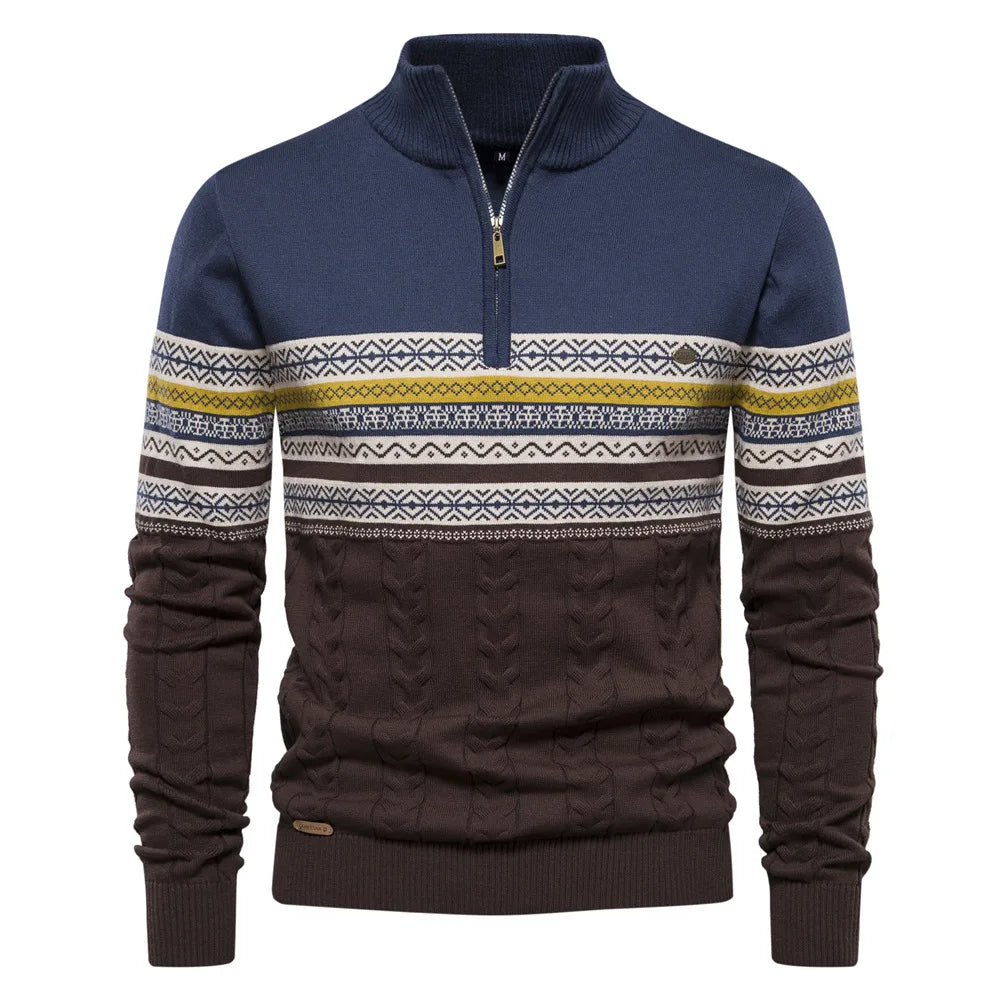 Henrik | Fair Isle Pullover mit Halbzipper