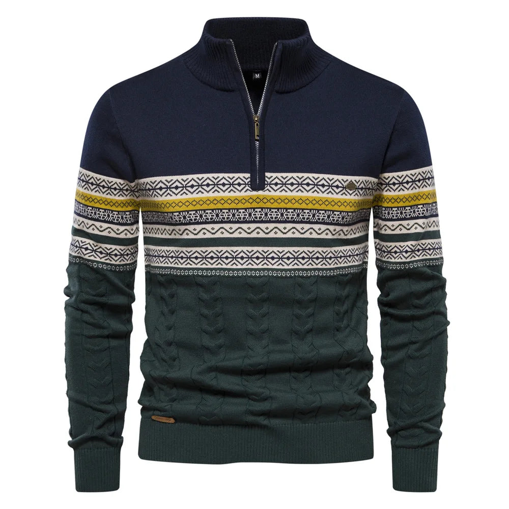 Henrik | Fair Isle Pullover mit Halbzipper