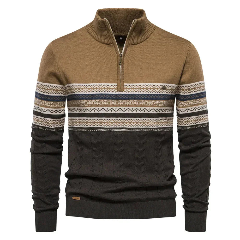 Henrik | Fair Isle Pullover mit Halbzipper