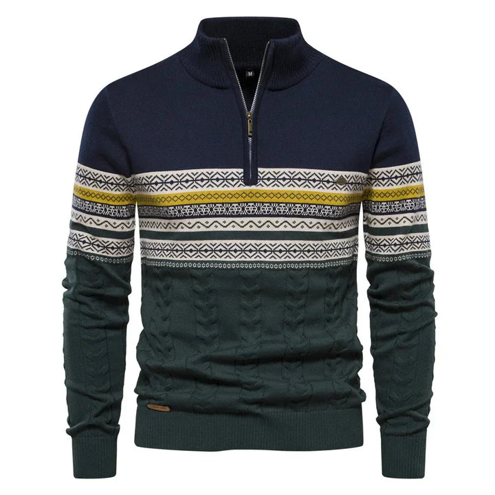 Henrik | Fair Isle Pullover mit Halbzipper
