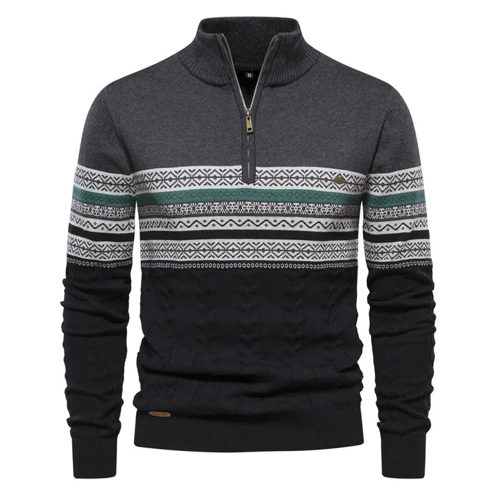 Henrik | Fair Isle Pullover mit Halbzipper